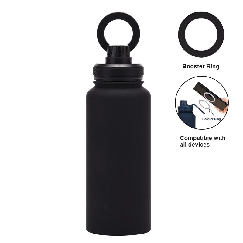 32 Oz Insulated Stainless Steel Sports Bottle Insulated Mug with Magnetic Phone Holder Outdoor Sports Water Bottle Thermos