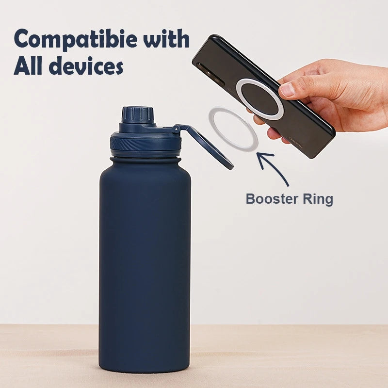 32 Oz Insulated Stainless Steel Sports Bottle Insulated Mug with Magnetic Phone Holder Outdoor Sports Water Bottle Thermos